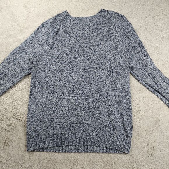 Banana Republic Crewneck Sweater Men's L Blue White Cotton Linen - Picture 2 of 6